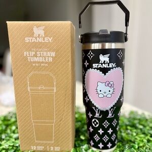 Customized Stanley Black and Pink Hello Kitty design Tumbler 30 oz